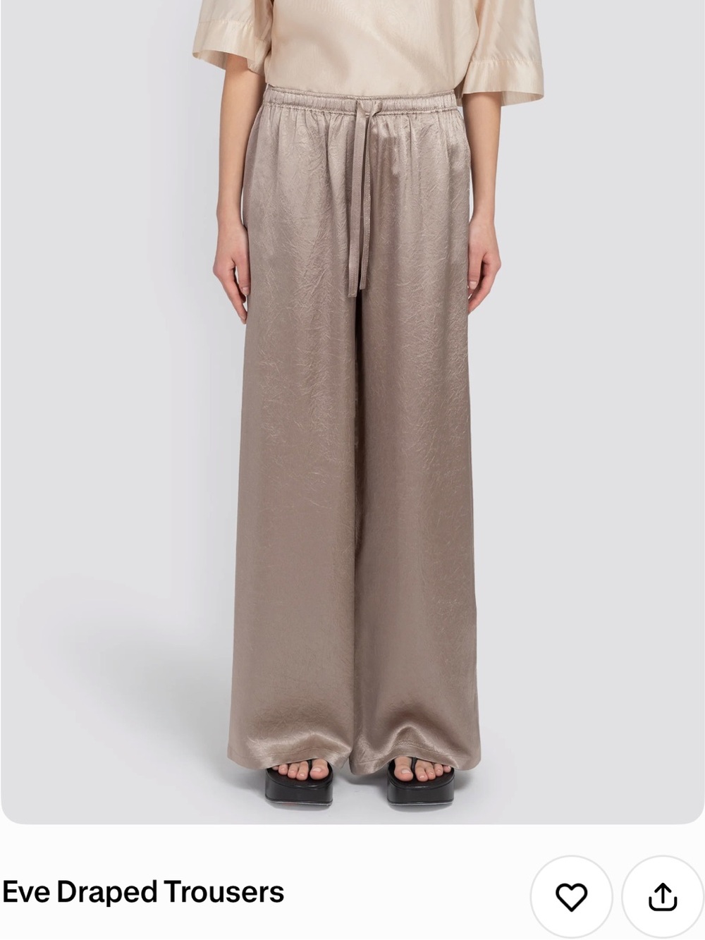 Eve Draped Wide-Leg Pants in Taupe